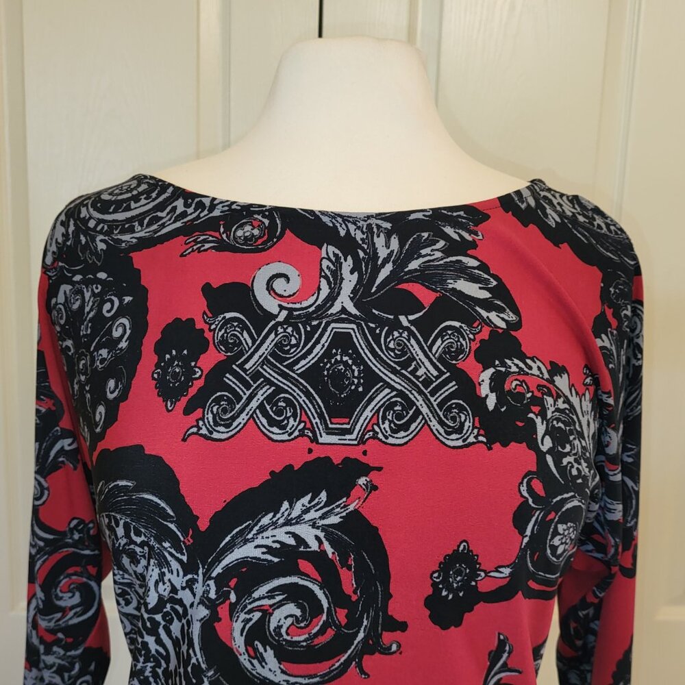 Cache Rad And Black Versailles Pattern Tunic Top … - image 3